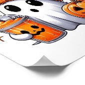 Niedlich Ghost Drink Kaffee Halloween Ghost Ice Co Poster (Ecke)