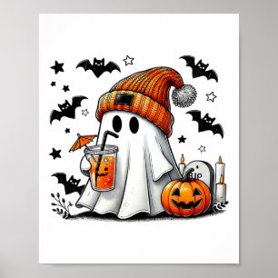 Niedlich Ghost Drink Kaffee Halloween Ghost Ice Co Poster