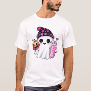 Niedlich Ghost Drink Kaffee Halloween Ghost Ice Co T-Shirt