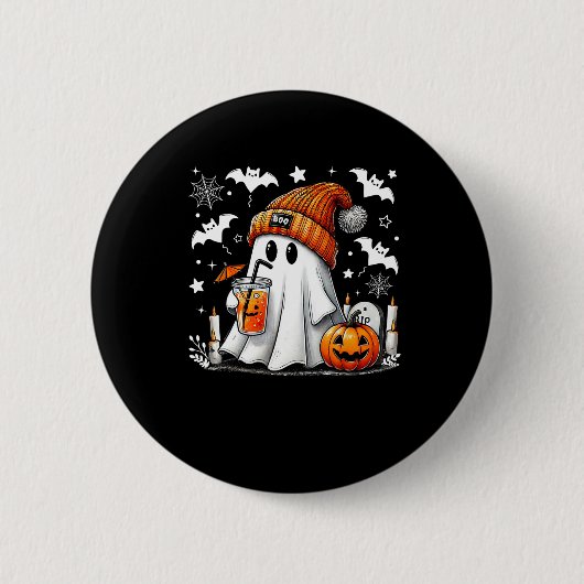 Niedlich Ghost Drink Kaffee Halloween Ghost-Kaffee Button (Vorderseite)