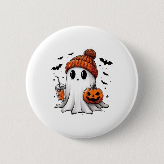 Niedlich Ghost Drink Kaffee Halloween Ghost-Kaffee Button (Vorderseite)