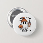 Niedlich Ghost Drink Kaffee Halloween Ghost-Kaffee Button (Vorne & Hinten)