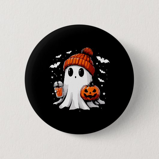 Niedlich Ghost Drink Kaffee Halloween Ghost-Kaffee Button (Vorderseite)