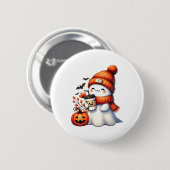 Niedlich Ghost Drink Kaffee Halloween Ghost-Kaffee Button (Vorne & Hinten)