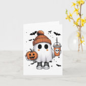 Niedlich Ghost Drink Kaffee Halloween Ghost-Kaffee Karte (Gelbe Blume)
