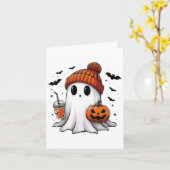 Niedlich Ghost Drink Kaffee Halloween Ghost-Kaffee Karte (Gelbe Blume)