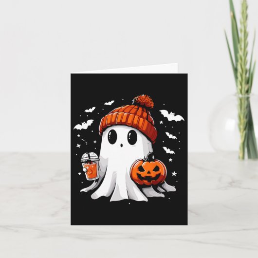 Niedlich Ghost Drink Kaffee Halloween Ghost-Kaffee Karte (Vorderseite)