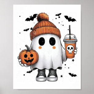 Niedlich Ghost Drink Kaffee Halloween Ghost-Kaffee Poster