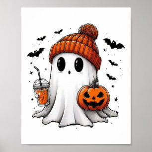 Niedlich Ghost Drink Kaffee Halloween Ghost-Kaffee Poster