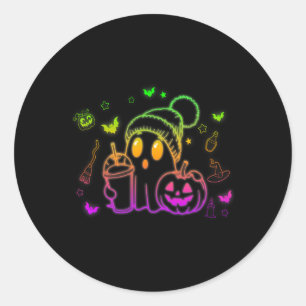 Niedlich Ghost Drink Kaffee Halloween Ghost-Kaffee Runder Aufkleber