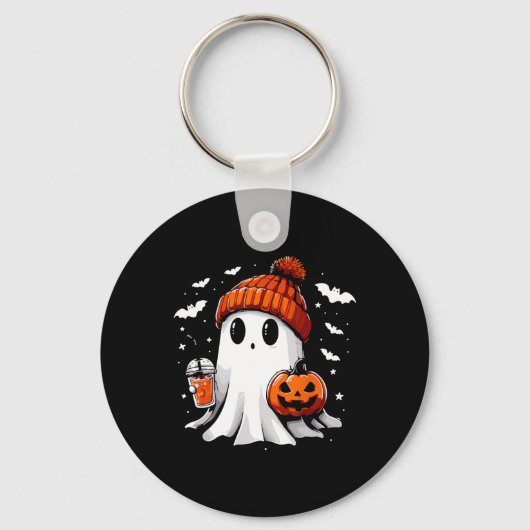 Niedlich Ghost Drink Kaffee Halloween Ghost-Kaffee Schlüsselanhänger (Vorderseite)