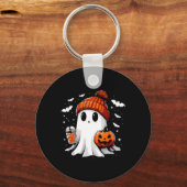 Niedlich Ghost Drink Kaffee Halloween Ghost-Kaffee Schlüsselanhänger (Vorderseite)