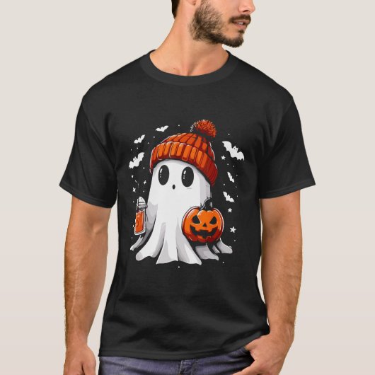 Niedlich Ghost Drink Kaffee Halloween Ghost-Kaffee T-Shirt (Vorderseite)