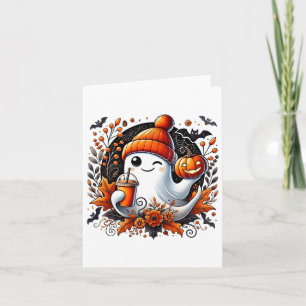 Niedlich Ghost Drink Kaffee Halloween Thema Spooky Karte