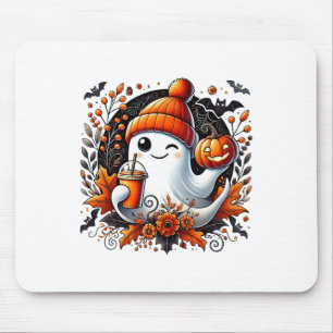 Niedlich Ghost Drink Kaffee Halloween Thema Spooky Mousepad