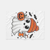 Niedlich Ghost Drinking Pumpkin Juwel Halloween Gh Fleecedecke (Vorderseite (Horizontal))