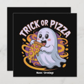 Niedlich Ghost Eating Pizza Fun Creepy Trick oder  Einladung (Vorne/Hinten)