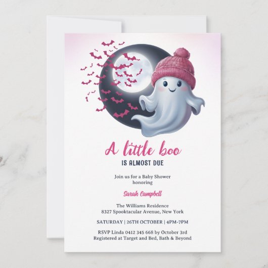 Niedlich Ghost eine kleine Boo Halloween Girl Baby Einladung (Vorderseite)