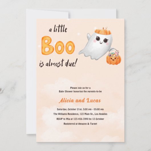 Niedlich Ghost Fall Halloween Kinderdusche Einladung (Vorderseite)