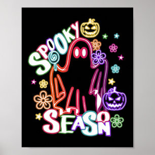 Niedlich Ghost Floral Coquette Halloween Pumpkin S Poster
