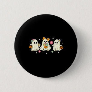 Niedlich Ghost Floral Groovy Vintag Halloween Spoo Button