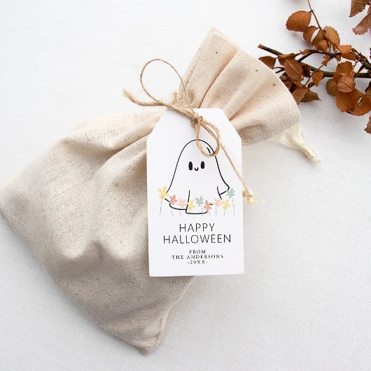 Niedlich Ghost Floral Halloween Geschenkanhänger