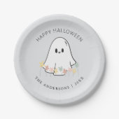 Niedlich Ghost Floral Halloween Grau Pappteller (Vorderseite)