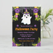 Niedlich Ghost Floral Halloween-Party Einladung (Stehend Vorderseite)