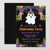 Niedlich Ghost Floral Halloween-Party Einladung (Vorne/Hinten)