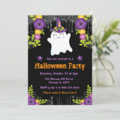 Niedlich Ghost Floral Halloween-Party Einladung (Stehend Vorderseite)