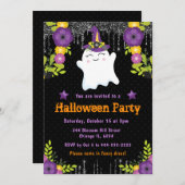 Niedlich Ghost Floral Halloween-Party Einladung (Vorne/Hinten)