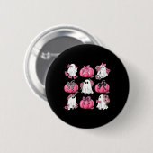 Niedlich Ghost Florals Pink Coquette Bows Pumpkins Button (Vorne & Hinten)