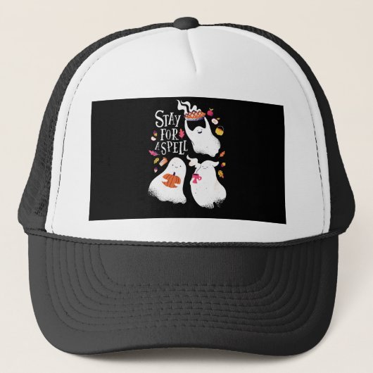 Niedlich Ghost Funny Halloween Design Truckerkappe (Vorderseite)