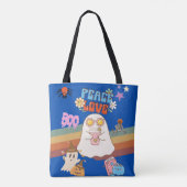 Niedlich Ghost Groovy Style Peace & Liebe Blue Toa Tasche (Rückseite)