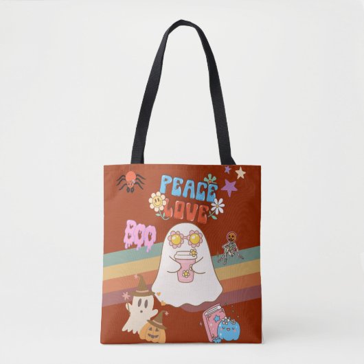 Niedlich Ghost Groovy Style Peace & Liebe Dark Bro Tasche (Vorderseite)