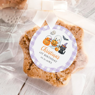 Niedlich Ghost Halloween 1. Geburtstag Party Runder Aufkleber