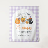 Niedlich Ghost Halloween 1. Geburtstag Party Wandteppich (Vorderseite)