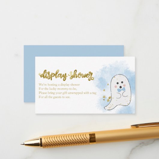 Niedlich Ghost Halloween Baby Shower Showdusche En Begleitkarte (Vorderseite/Rückseite Beispiel)