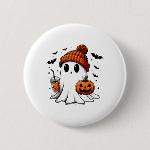 Niedlich Ghost Halloween Bougie Ghost Kaffee Lover Button