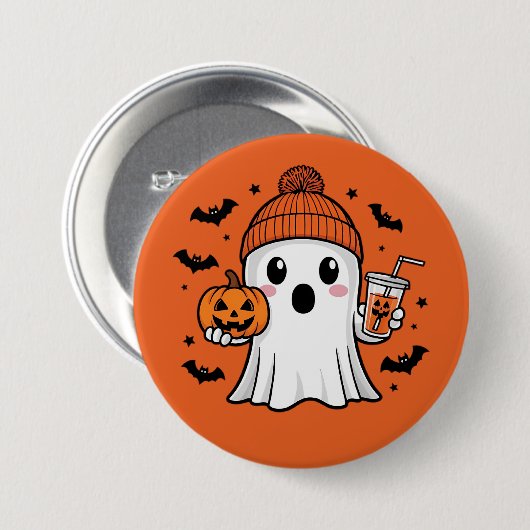 Niedlich Ghost Halloween Button (Vorne & Hinten)