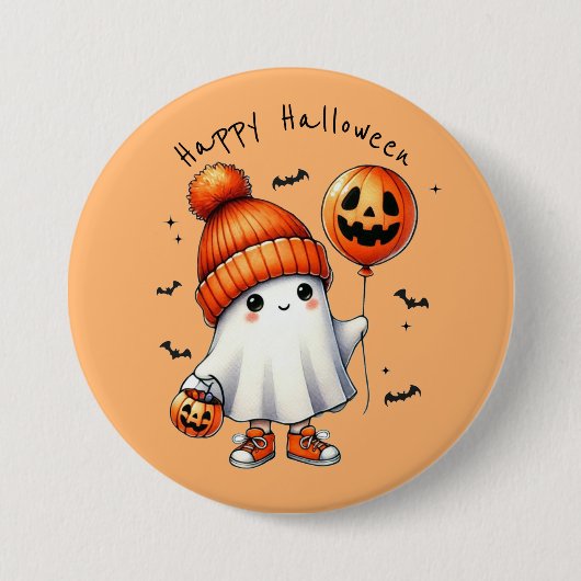 Niedlich Ghost Halloween Button (Vorderseite)