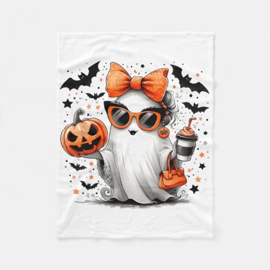 Niedlich Ghost Halloween Diva Cartoon Sungles Hand Fleecedecke (Vorderseite)