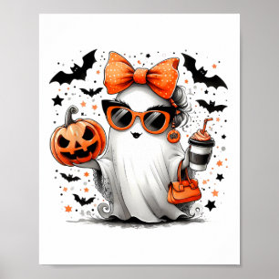 Niedlich Ghost Halloween Diva Cartoon Sungles Hand Poster