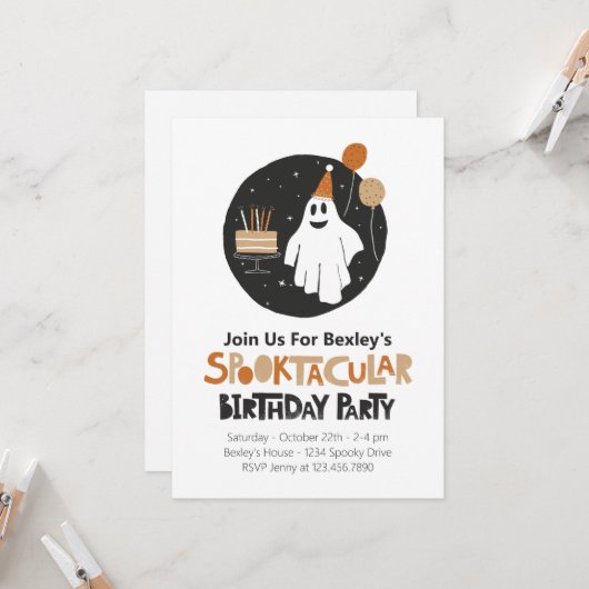 Niedlich Ghost Halloween-Einladung Karte (Vorderseite/Rückseite Beispiel)