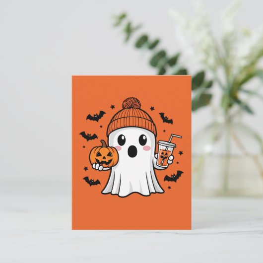 Niedlich Ghost Halloween Feiertagskarte (Stehend Vorderseite)