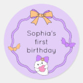 Niedlich Ghost Halloween Geburtstag Runder Aufkleber (Vorderseite)