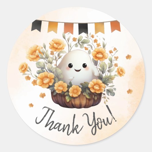 Niedlich Ghost Halloween Geburtstag Runder Aufkleber (Vorderseite)