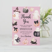 Niedlich Ghost Halloween Girl Geburtstagsparty Dankeskarte (Stehend Vorderseite)