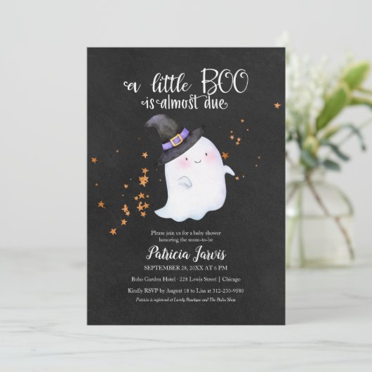 Niedlich Ghost Halloween Kinderdusche Einladung (Stehend Vorderseite)