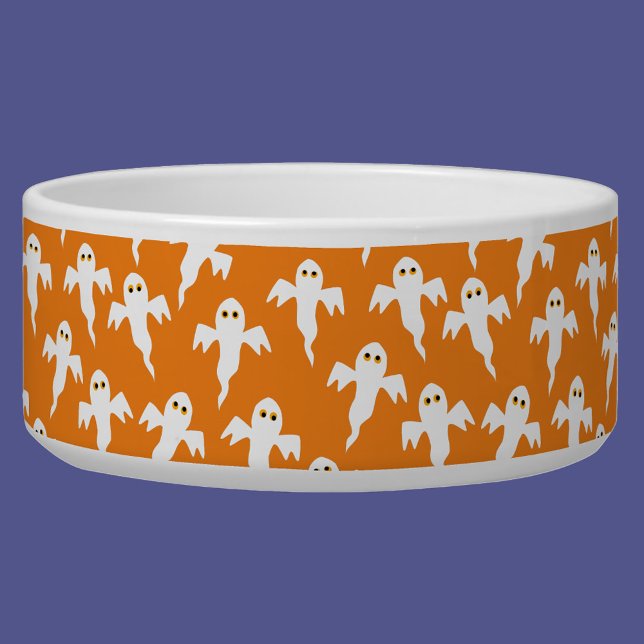 Niedlich Ghost Halloween Napf (Cute ghost orange pet bowl)